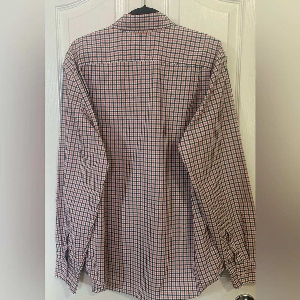 Men’s J. Crew 100% Cotton Button Classic Orange White Business Casual Shirt. XL.